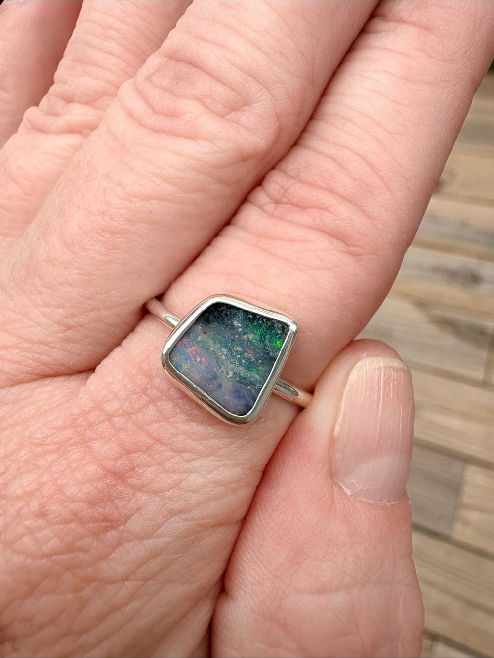Australia Boulder Opal Ring - Picture 2 of 6